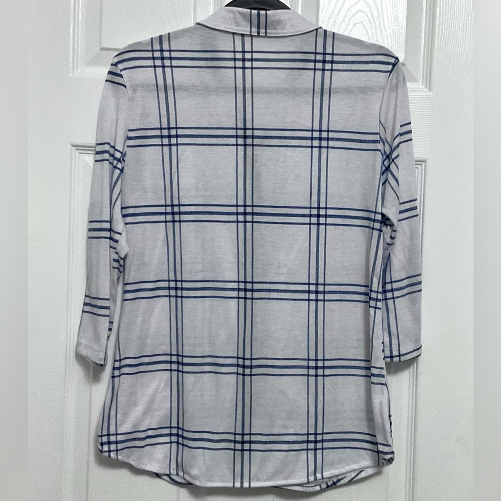 White and Blue Plaid Button Down Shirt - Picture 4 of 7